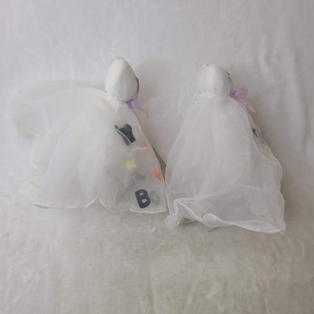 AMGLO Hanging Ghost Halloween Decoration Set of 2 White Tulle Bean Bag - Picture 3 of 8